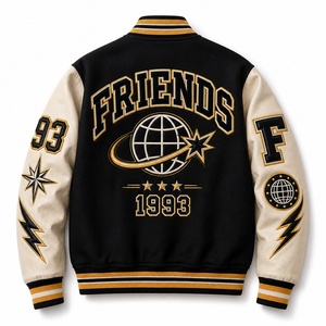 Veste universitaire pour homme, noire et crème, avec patch brodé personnalisé, design décontracté pour l'automne - Product Image 6