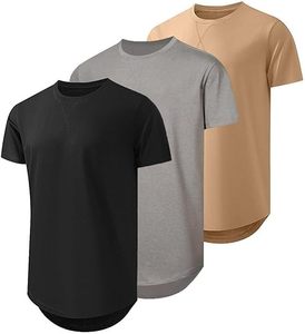 T-shirt à manches courtes raglan bleu gris pour homme, col rond, coupe classique, uni, anti-boulochage, décontracté, tricoté en jersey polyester/coton - Product Image 1