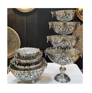 Bol à chocolat et fruits en aluminium avec poignées et support, vaisselle de service, bol à nourriture de différentes tailles et formes - Product Image 1