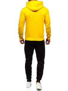 Sweat à capuche en molleton 100% coton jaune basique - Unisexe décontracté avec séchage rapide et respirant - Product Image 3