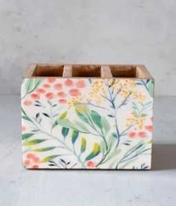 Wooden Cutlery Holder Single Compartment Utensil Organizer Engraved Design <b>Kitchen</b> Tabletop <b>Storage</b> Rustic Wooden Box - Product Image 6