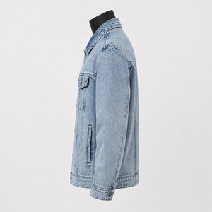 Custom Men <b>Light</b> Blue Washed Denim <b>Jacket</b> Vintage Trucker Jean <b>Jacket</b> Casual Streetwear OEM ODM Manufacturer - Product Image 4