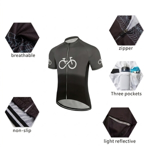 Maillot de cyclisme noir pour femme avec fermeture éclair sur le devant et ensemble de shorts assortis, respirant, manches longues, 100 % polyester, service OEM - Product Image 4