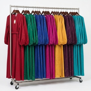 Comfortable Casual Anti-Wrinkle Muslim Modest <b>Maxi</b> Dress with Long Sleeves Satin Fabric Matching Hijab for Daily Use All Seasons - Product Image 6