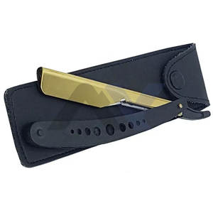 Nouveau meilleur rasoir droit de barbier pour hommes avec étui en cuir, faible MOQ, personnalisation couleur, logo et étiquette OEM - Product Image 1