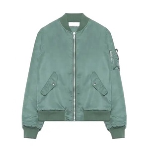 Chaqueta Bomber de Piel de Oveja con Cremallera de Poliéster Transpirable de Alta Calidad Personalizada OEM, Talla Grande Unisex - Product Image 6