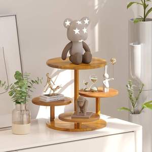 Soporte Redondo de Madera de 3 Niveles para Tartas, Torre de Exhibición de Postres Rústica Marrón para Bodas y Fiestas - Product Image 5