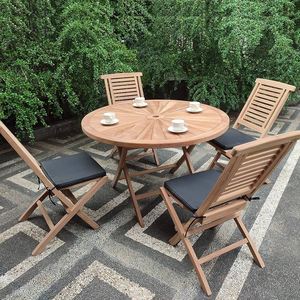 Modern Courtyard Furniture Outdoor <b>Dining</b> <b>Table</b> With Concrete Top Wood <b>Dining</b> Chairs Wooden Bench Garden <b>Table</b> and Chair Set - Product Image 3