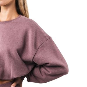 Bubble Crew Women's Dusty <b>Rose</b> Cropped Sweatshirt Long Sleeve Oversized Pullover Fleece Crew Neck Casual Gym Workout <b>Top</b> - Product Image 3