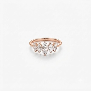 Anillo de Cinco Piedras con Diamante Cultivado en Laboratorio, Corte Marquise, Claridad DEF VS VVS, Oro Sólido de 9K, 10K, 14K, 18K, Certificado IGI, Joyería de Compromiso - Product Image 3