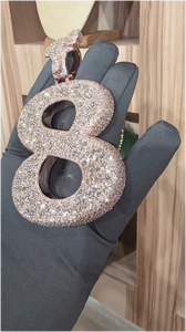 จี้ห้อยคอฮิปฮอปประดับเพชรโมอิสซาไนต์รูปตัวอักษรและตัวเลข  สำหรับทุกเพศ  ทำจากเงินแท้ 925 ชุบทองคำขาว  งานจิวเวลรี่แฟชั่น - Product Image 3