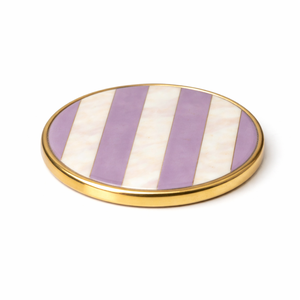 Juego de Posavasos de Aluminio Dorado de Lujo con Incrustaciones de Madreperla, Posavasos Decorativos Redondos con Diseño a Cuadros Verde y Morado, Premium - Product Image 6