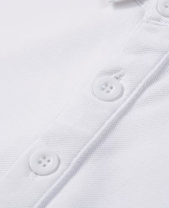 Men's <b>White</b> Short Sleeve for Shirt Regular Fit Button Design Casual Knitted Jersey Fabric Breathable Polyester/Cotton 180g - Product Image 4