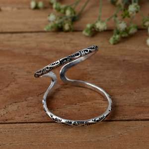 SHYAM JEWELRS Luxury 925 Sterling Silver Patterned Arthritis Splint <b>Ring</b>-<b>Adjustable</b> Swan Neck Support for PIP/DIP Joint - Product Image 2