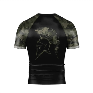T-shirts de compression à manches courtes en Spandex et Polyester, design camouflage, pour le grappling, équipement de combat, rashguard sur mesure de qualité supérieure - Product Image 4