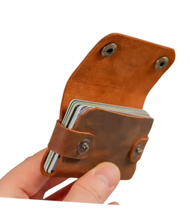 Travel Genuine Leather Business Card <b>Holder</b> Pouch with Zipper Closure - Product Image 1