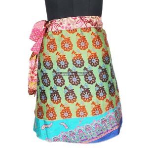 Vintage 2 Layer Magic Around <b>Wrap</b> Floral Silk Mini Skirts For Women Casual Short Sari <b>Wrap</b> Skirt Trendy Boho Gypsy <b>Beach</b> Cover - Product Image 4