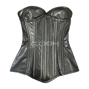 Nuevo Diseño, Corsé de Cuero Negro Estilo Punk, Corsé con Cierre Frontal y Doble Varillaje para Moldear la Cintura, Precio al por Mayor - Product Image 1