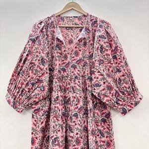 Vestido Midi Informal para Mujer, para Uso Diario, Todas las Temporadas, Tejido 100% Algodón, Liso, Manga Corta, Cintura Imperio, Estilo Babydoll, Cuello en V, Talla Grande - Product Image 3