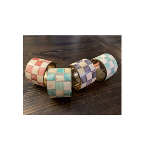 Anillos para Servilletas Hechos a Mano con Incrustaciones de Hueso Blanco e Índigo, Únicos, para Fiestas y Cenas, Listos para Enviar - Product Image 1