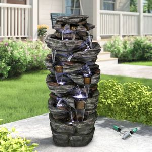 Fontana da Giardino a Cascata da 120 cm con Luci LED per Patio, Cortile e Terrazza - Product Image 4