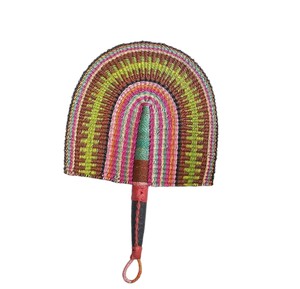 Handmade multi color woven seagrass <b>fan</b> eco friendly <b>hand</b> <b>held</b> cooling <b>fan</b> ethnic patterned summer cooling decoration wedding pr - Product Image 1