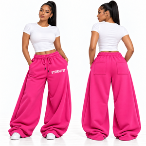 Pantalones Cargo de Mujer Color Caqui, Resistentes al Viento, Transpirables, de Pierna Ancha, Personalizados, con Forro Polar, Cintura Media, Cordón Elástico, Corte Regular, Pantalones Largos - Product Image 3