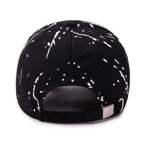 Gorras de Béisbol Unisex al por Mayor de Fábrica, Negras con Estampado de Salpicaduras Blancas, de 6 Paneles, Ajustables, Ideales para Fitness y Béisbol - Product Image 2