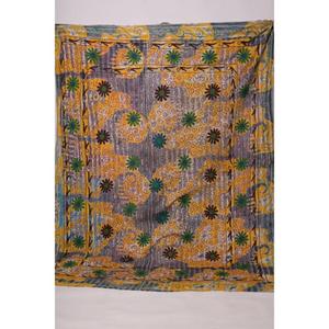 Colcha Lavinas Kantha Suzani Bordada a Mano, Colcha Floral de Algodón Vintage, Manta Boho India, Ropa de Cama Lavable - Product Image 1