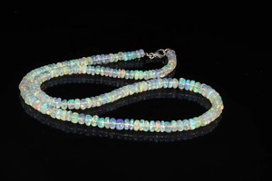 สร้อยคอโอปอลเอธิโอเปียทรงรอนเดลล์เรียบ ขนาด 5.5 มม. ยาว 16 นิ้ว เงินแท้ 925 สร้อยคอลูกปัดเอธิโอเปีย - Product Image 2