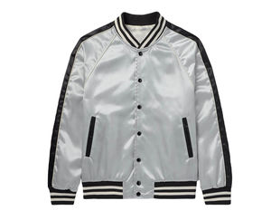 Custom Satin <b>Varsity</b> <b>Jackets</b> 100% Polyester <b>Black</b> <b>and</b> <b>Red</b> Satin Baseball <b>Jacket</b> - Product Image 1