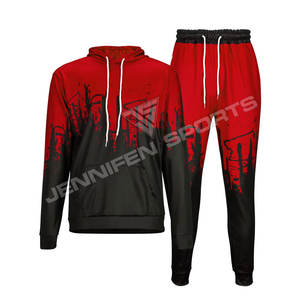 Ensemble de survêtement sportif pour homme en polaire 100 % polyester personnalisé, imprimé par sublimation, épais 340g, avec sweat à capuche - Product Image 2