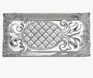 Plateau décoratif personnalisé en aluminium, forme rectangulaire, finition argentée, texture gaufrée à motif floral, organiseur - Product Image 4