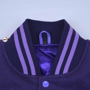 Blouson Bomber Noir Homme Personnalisé en Laine et Cuir, Respirant et Écologique, avec Col Montant Tissé – Vente en Gros - Product Image 3