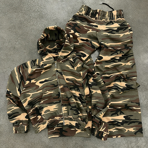 Nuevo Conjunto de 2 Piezas con Capucha, Estampado de Camuflaje, en Felpa Francesa de Poliéster/Nylon Ecológico de Alto Peso, Personalizado - Product Image 1