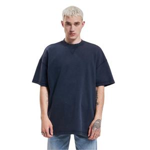 เสื้อยืดลำลองผู้ชายคุณภาพสูงสำหรับฤดูร้อน ผ้าฝ้าย 100% ล้างสีแบบแอซิดวอช พร้อมโลโก้สั่งทำ เสื้อยืดเปล่าล้างสีแบบแอซิดวอช - Product Image 1