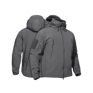 Men's Black Waterproof Winter <b>Jacket</b> <b>Hooded</b> Faux <b>Fur</b> Lined Tactical Softshell Coat Wind Resistant Outdoor Wear - Product Image 1