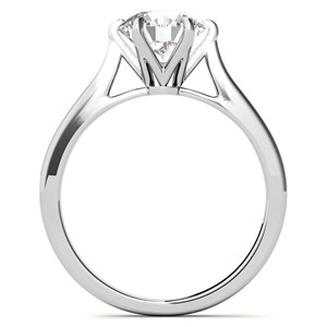 Bague de fiançailles de luxe en moissanite ronde à six griffes en or blanc massif 14 carats pour femme - Product Image 6