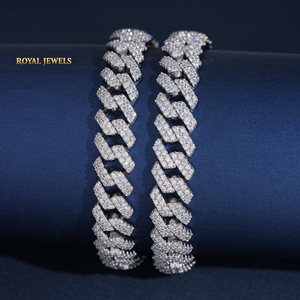 925 Silver Moissanite Cuban Link Bracelet Rhodium Plated <b>Iced</b> <b>Out</b> <b>Chain</b> Jewelry for Party Wedding - Product Image 2