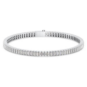 Moissanite Tennis Bracelet Silver Baguette Cut Sparkling Elegant <b>Gift</b> Her Engagement Wedding Party Anniversary Bridal Trendy GRA - Product Image 1