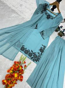 Salwar Kameez en Soie Élégant pour Fête d'Été, Tenue de Mariage Indienne et Pakistanaise, Spécial Festivals, avec Dupattas, Coupe Classique Réversible - Product Image 2