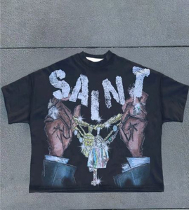 Camiseta Gráfica Oversize para Hombre, Estilo Urbano, Algodón, Hip Hop, Moda Casual, Manga Corta, Estampada - Product Image 3