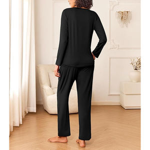 Conjunto de pijama transpirable con estampado de letras y tirantes finos para mujer, top de manga larga y pantalones largos, la mejor ropa de dormir personalizada. - Product Image 2