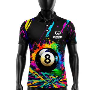Camiseta Deportiva de Manga Corta para Hombre ORVO SPORTS, Diseño de Bola 8 con Estampado por Sublimación, Transpirable, de Secado Rápido, 100% Poliéster, Ropa Casual - Product Image 1