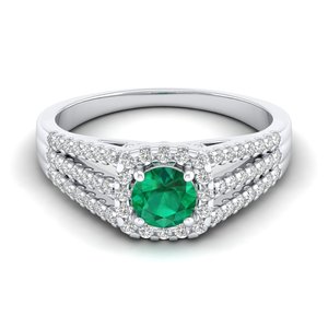Bague de fiançailles REYES en argent sterling 925 avec pierre précieuse émeraude ronde de 0,5 ct de haute qualité, bijoux de mariage en moissanite pour femmes - Product Image 5
