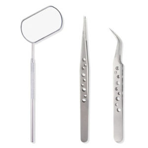 Professional Eyelash Extension Tweezers with Mirror Handle Solid Color Stainless Steel New Design Precision Lash <b>Tool</b> Kit - Product Image 1
