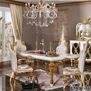 Juego de Comedor Imperial de Lujo Hecho a Mano, Muebles de Comedor Victorianos en Oro Real, Juego de Mesa y Sillas de Madera Sólida, EE. UU. - Product Image 6