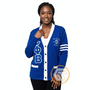 เสื้อคาร์ดิแกนผู้หญิง Zeta Phi Beta แบบกำหนดเอง ราคาถูก ขายดีที่สุด เสื้อผ้าสตรีนักศึกษา สำหรับฤดูหนาว ทำจากผ้าขนสัตว์ถักลายทาง สวมใส่สบาย มีกระดุม - Product Image 1