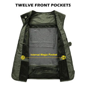 Gilet de randonnée et de pêche pour homme, gilet de photographe, veste sans manches en maille, gilet cargo porte-outils, nouveau gilet cargo d'été pour homme - Product Image 4