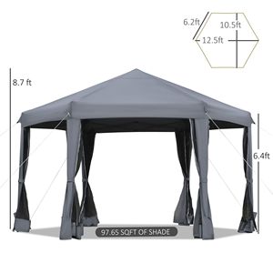 Tenda Pop-Up Resistente 13FT X 13FT, Forma Esagonale, 6 Pareti Laterali in Rete, Altezza Regolabile a 3 Livelli, Struttura in Acciaio Robusto, Premium per Esterni - Product Image 3